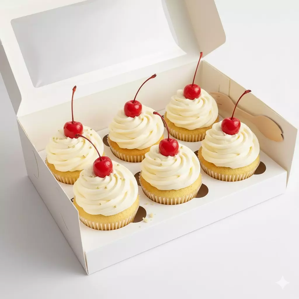 Капкейки ванильные с вишней 6 шт на заказ