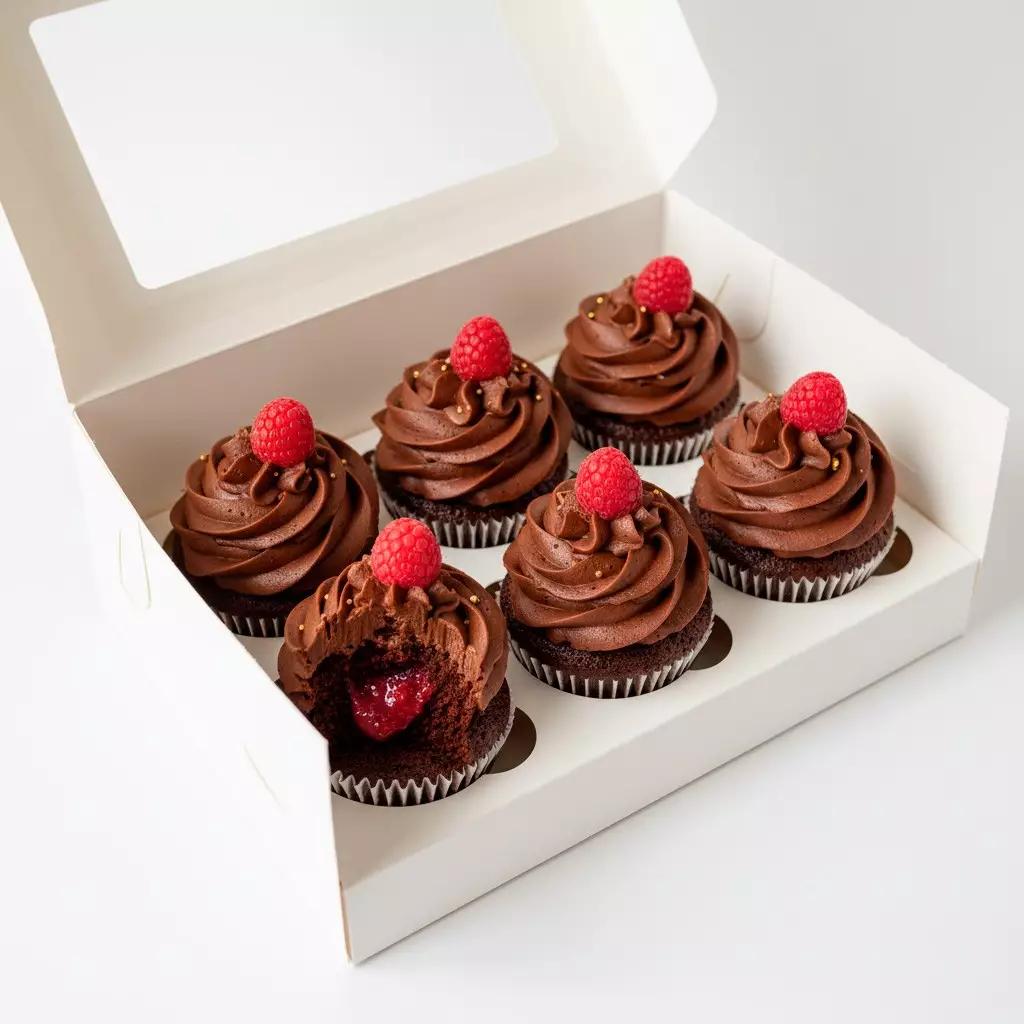 Капкейки шоколадные с малиной 6 шт