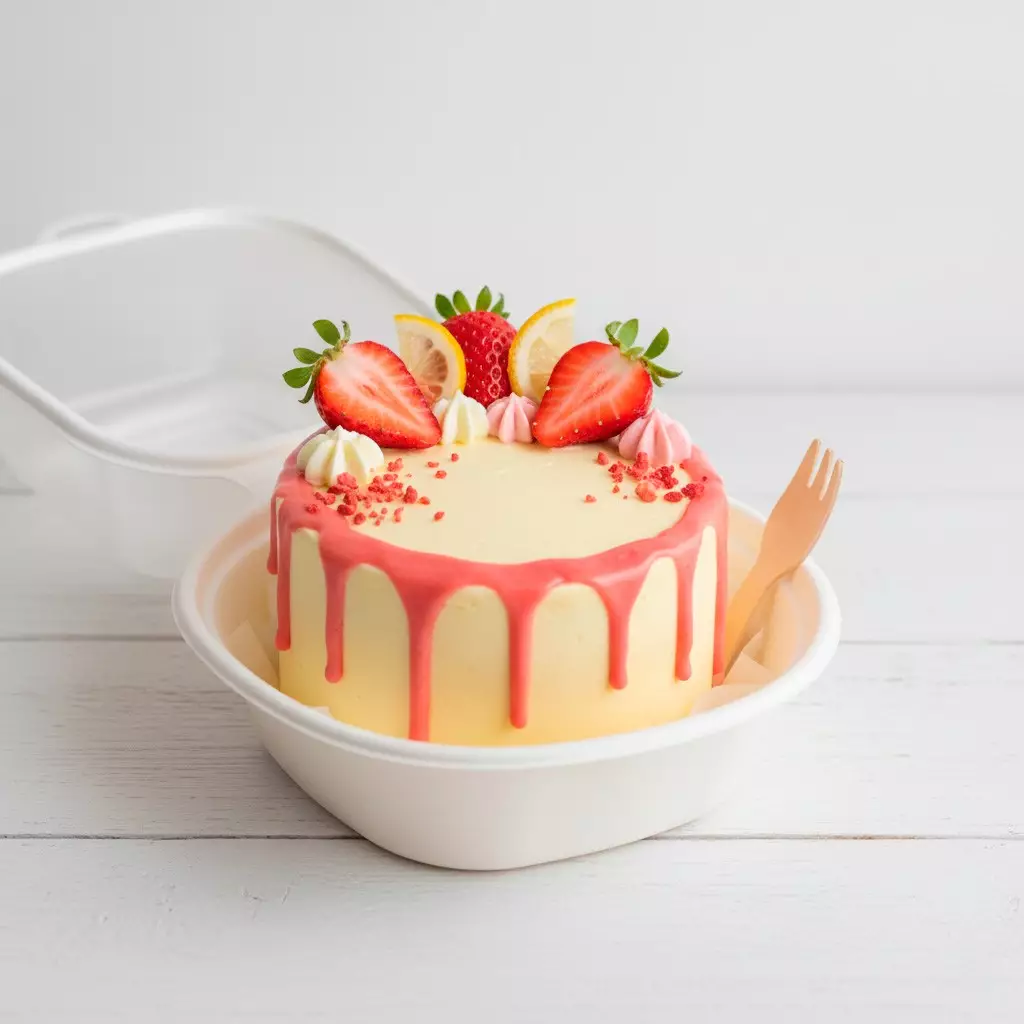 Бенто-торт мини Клубника-лимон